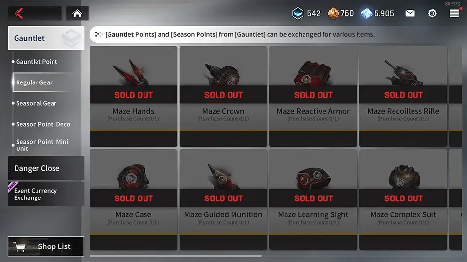 Gauntlet Shop