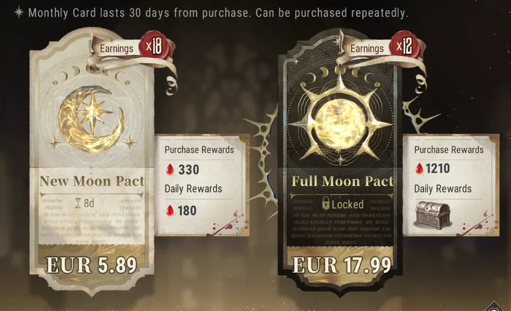 Monthly cards